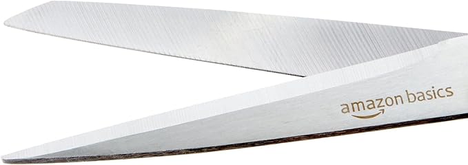 Amazon Basics Stainless Steel Scissors for Office, Crafts, Multipurpose, Sharp, Comfort Grip, PVD Coated, 3 Pack, Multicolor