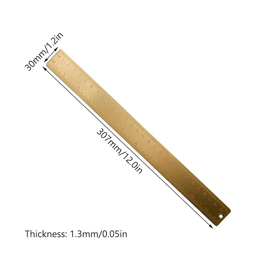 SEIWEI 2Pcs 12inches/30cm Brass Measuring Rulers, Dual Scales Drawing Ruler, Straight Edge Linear Measurement Ruler for Carpenters Architects, Gold