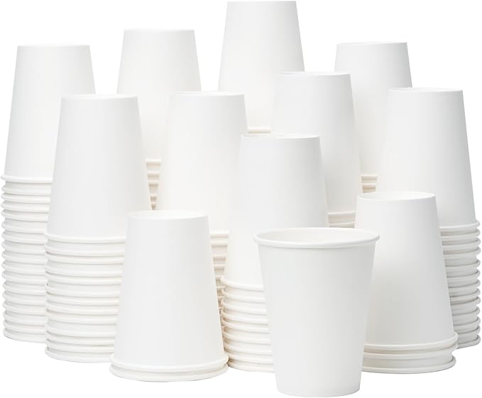YEEHAW 12 oz 500 Pack Disposable Paper Coffee Cups, Bulk White Hot to Go Cups for Hot Coffee, Hot Liquid, Chocolate, Juice, Hot Beverage Drinkings, Ideal for Cafes, Bistros, Office and Family