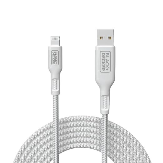 BLACK+DECKER Lightning to USB Cable - Fast Compatible iPhone Lightning Cable - Durable Braided iPhone Charger Cord - for Travel and Daily Use - Multiple Color + Length Options - 6ft
