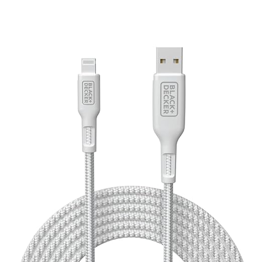 BLACK+DECKER Lightning to USB Cable - Fast Compatible iPhone Lightning Cable - Durable Braided iPhone Charger Cord - for Travel and Daily Use - Multiple Color + Length Options - 9ft