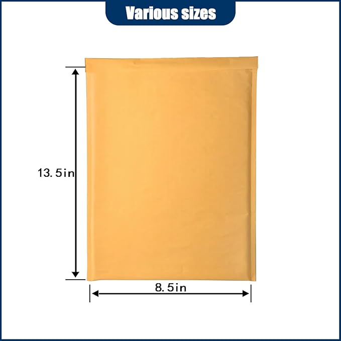 Natural Kraft Bubble Mailer Envelopes, Small Bubble Mailers 8.5x13.5 Inch, 10 Pack Padded Envelopes, Self-Seal Shipping Envelope,Tear-Resistant Mailing Envelope Padded