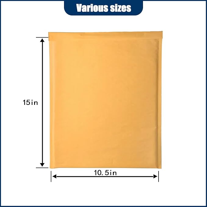 Natural Kraft Bubble Mailer Envelopes, Small Bubble Mailers 10.5x15 Inch, 25 Pack Padded Envelopes, Self-Seal Shipping Envelope,Tear-Resistant Mailing Envelope Padded