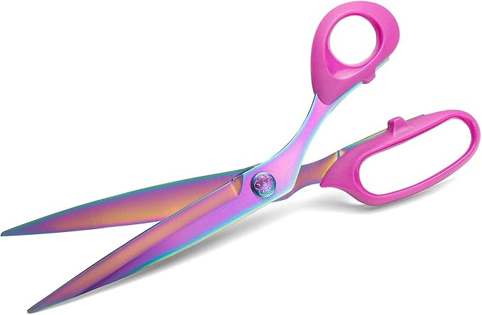 Sharp Sewing Scissors, Professional Heavy Duty Titanium Coating Forged Stainless Steel Multi-Purpose Shears for Fabric Leather, Dressmaking, Tailoring, Quilting, Home & Office, Art & School, 10 inch