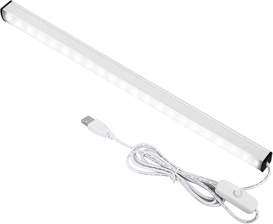 ASOKO Plug-in Under Cabinet Lighting - 12 Inch LED Strip Bar, Cool White 6000k USB Cabinet Light, Slim Undercounter Light for Kitchen/Cupboard/Workbench/Shelf/Desk