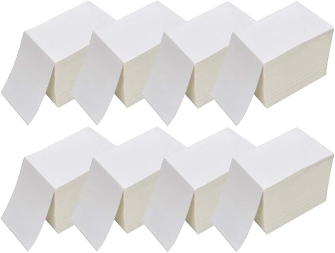 RyhamPaper 4" x 6" Fanfold Direct Thermal Labels - White Shipping Mailing Postage Labels, Perforated, Permanent Adhesive (8 Stacks - 8000 Labels)