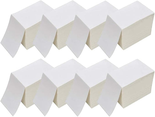 RyhamPaper 4" x 6" Fanfold Direct Thermal Labels - White Shipping Mailing Postage Labels, Perforated, Permanent Adhesive (8 Stacks - 8000 Labels)