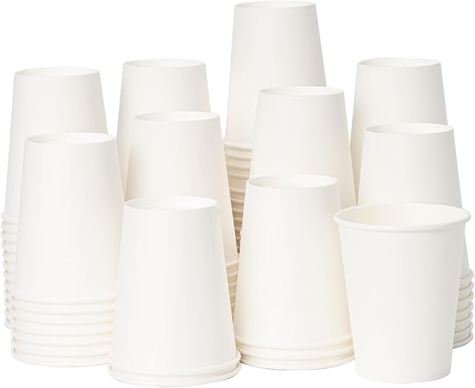 YEEHAW 8 oz 500 Pack Paper Cups, Disposable Coffee Cups, White Hot Cups, Suitable for Office, Home and Party Events