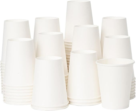 YEEHAW 8 oz 500 Pack Paper Cups, Disposable Coffee Cups, White Hot Cups, Suitable for Office, Home and Party Events