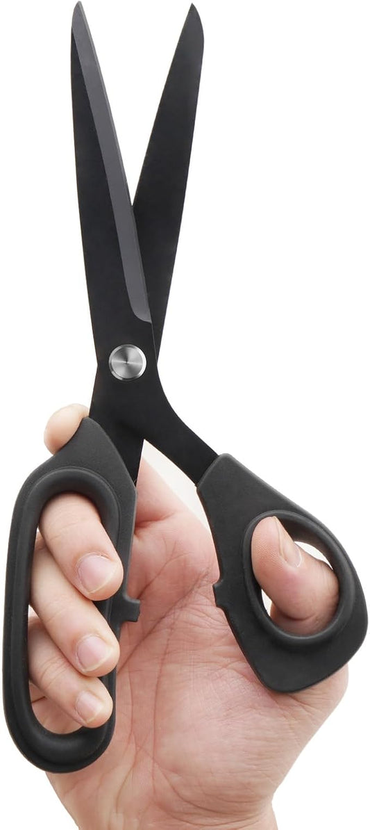 10 inch Black Office Scissors All Purpose, Sewing Scissors for Fabric Cutting, Sharp Titanium Coated Blade, Comfort Grip Soft Handles for Diy Craft, Paper, Art, School, Home