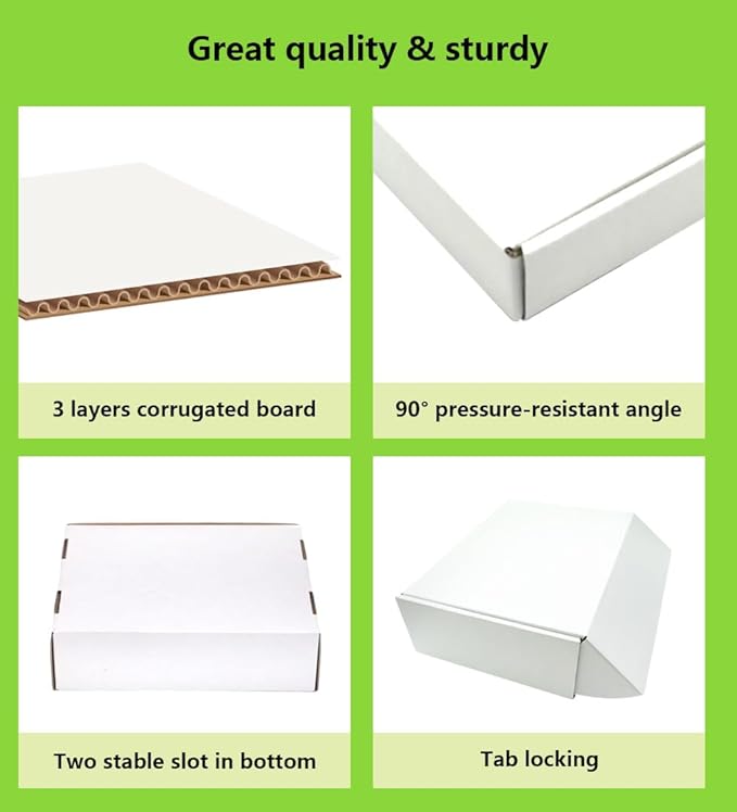 10x7x3 inches Shipping Boxes 25 Pack,TUKYLIL White Corrugated Cardboard Box,Mailer carton for Packaging Small Business,Gifts,Craft,Jewelry,daily supplies