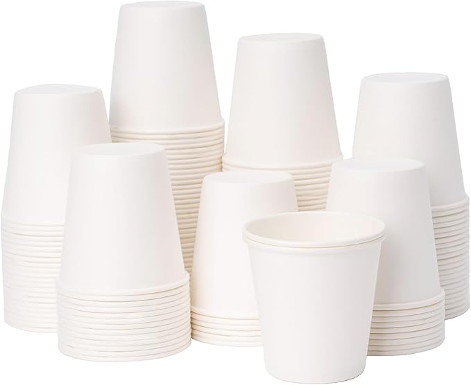 YEEHAW 3 oz 100 Pack Disposable Paper Coffee Bathroom Cups, Small White Mouthwash Cup for Bathroom