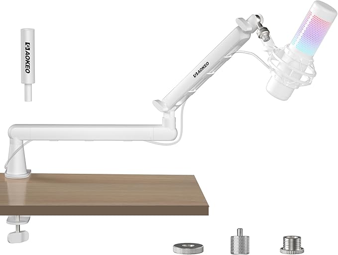 Microphone Arm,Aokeo AK-55 Desk Low Profile Adjustable Mic Boom Arm Stand,Suitable For Blue Yeti,Snowball iCE, HyperX QuadCast,SoloCast,Elgato Wave,Etc