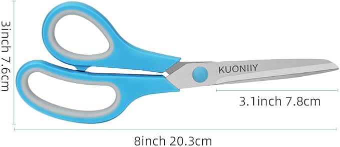 Scissors, Sharp Blade, Ergonomic Handle, Sturdy Scissors for Office, Home, School, Sewing, Fabric, Craft Supplies, 20 Pack, 8 inch