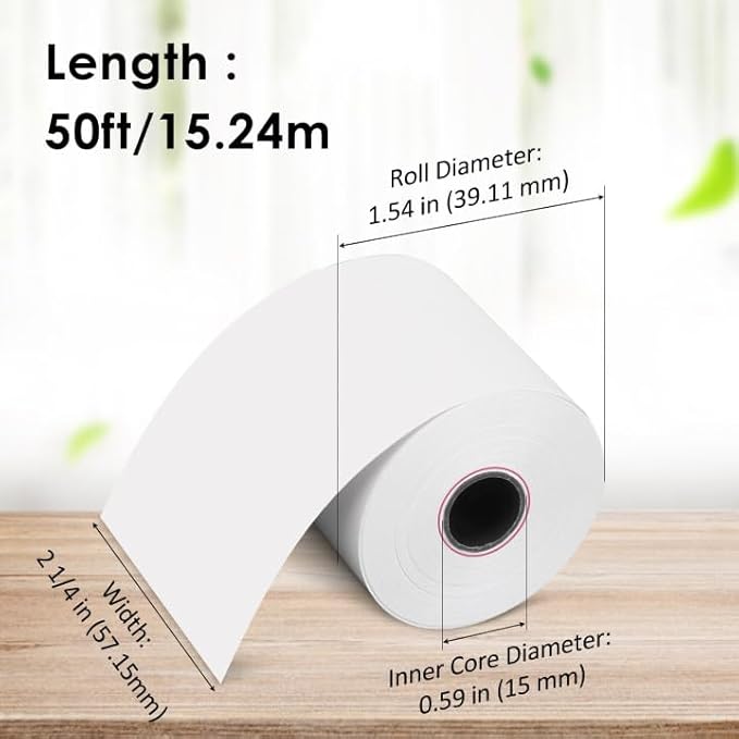 (100 Rolls)2 1/4 x 50 Thermal Paper 48GSM BPA FREE Receipt Rolls Thermal Teceipt Paper 2 1/4 50 Honeycomb Core Thermal Printer Paper Compatible with Printers, POS Cash Register,Credit Card
