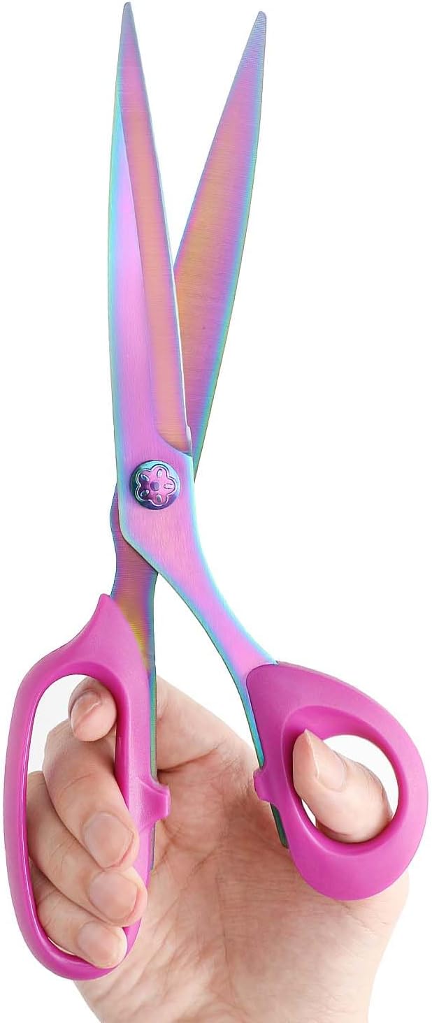 Sharp Sewing Scissors, Professional Heavy Duty Titanium Coating Forged Stainless Steel Multi-Purpose Shears for Fabric Leather, Dressmaking, Tailoring, Quilting, Home & Office, Art & School, 8 inch