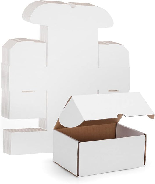 WIFTREY 7x5x3 inches White Shipping Boxes Set of 25, Corrugated Cardboard Boxes 7 x 5 x 3 for Shipping Small Business, Literature Mailer Box, Packaging Supplies