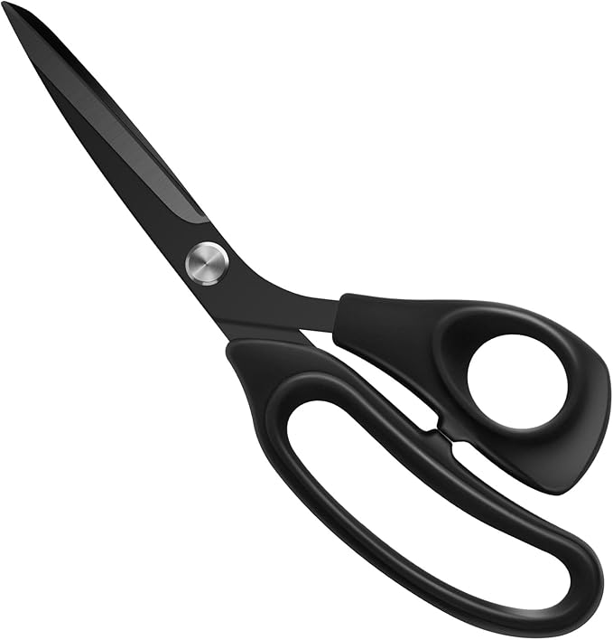 9 inch Black Office Scissors All Purpose, Sewing Scissors for Fabric Cutting, Sharp Titanium Coated Blade, Comfort Grip Soft Handles for Diy Craft, Paper, Art, School, Home