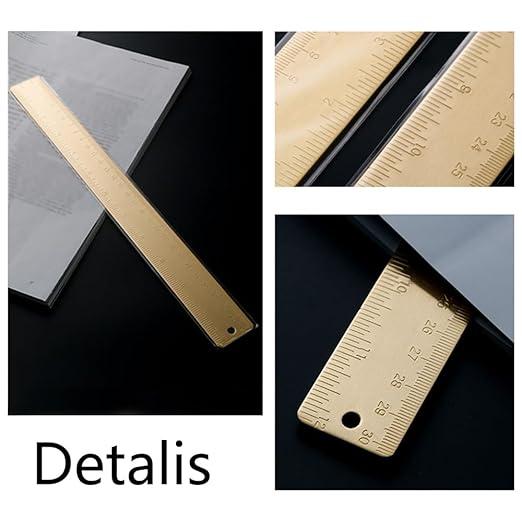 SEIWEI 12inches/30cm Brass Measuring Rulers, Dual Scales Drawing Ruler, Straight Edge Linear Measurement Ruler for Carpenters Architects, Gold