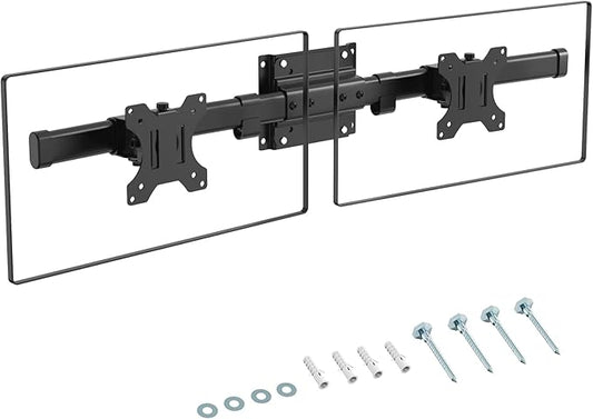 Dual Monitor Wall Mount, Horizontal Assembly Mount for 2 Monitor Screens up to 35 inches, Max. 10kg per Arm, VESA 75x75/100x100mm,Black
