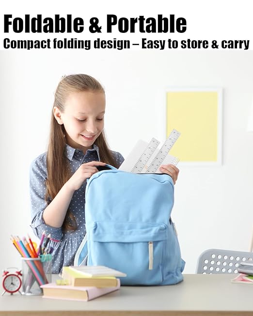 Folded Ruler - 100 cm - Transparent Magnetic Combination Teaching Ruler Plastic Rulers Math Teaching Tool Sectional Measurement Stick Transparent Office Product