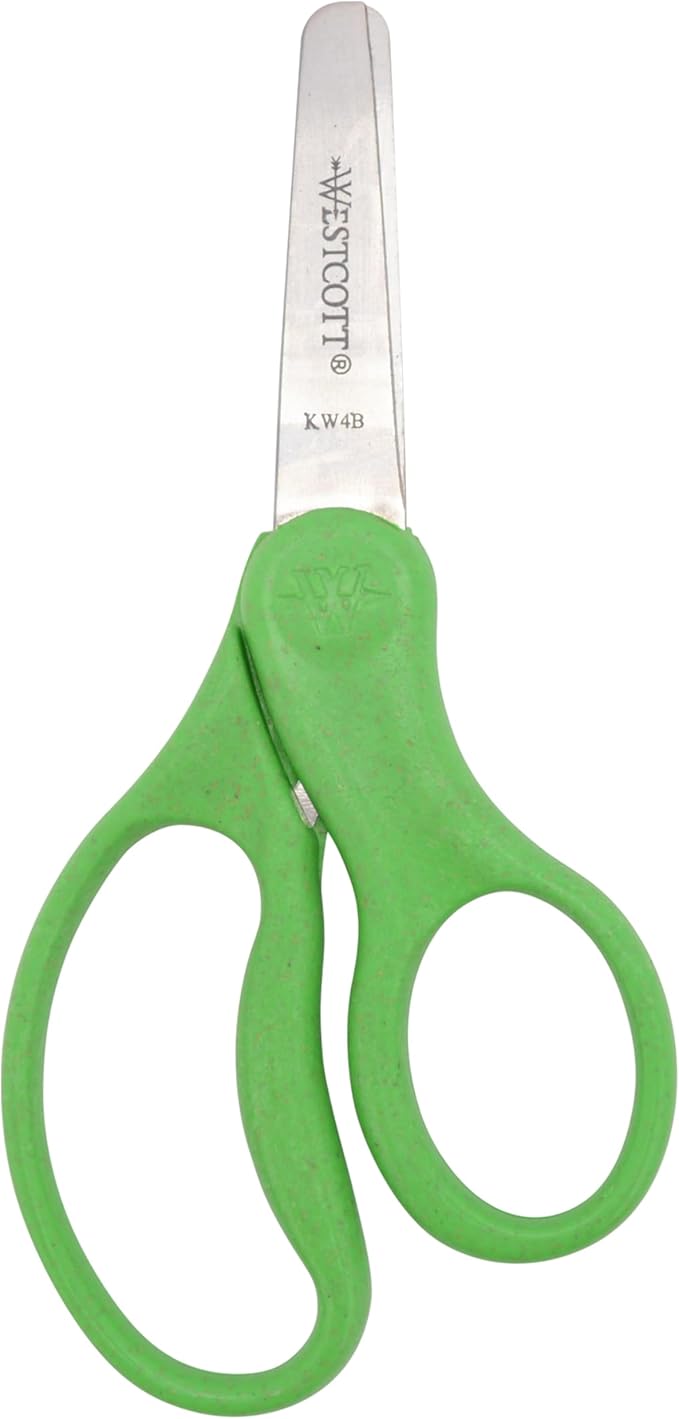 Westcott 5" KleenEarth Scissors 6-Pack, for Kids Ages 4+, Eco-Friendly Recycled Scissors for School and Craft Projects
