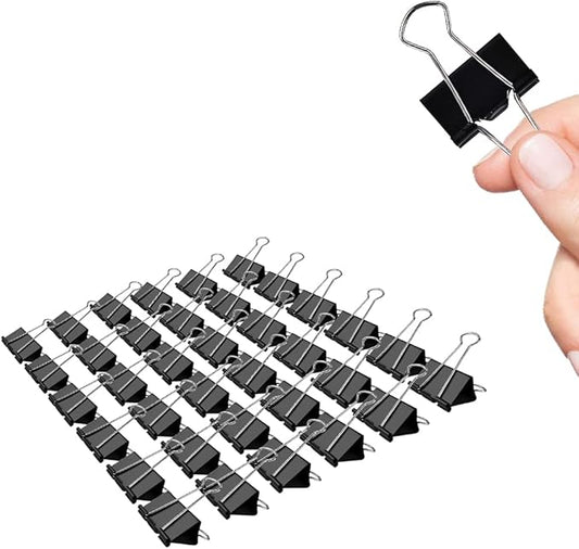 Medium Binder Clips, 36 Pack, 1 Inch, Standard 25mm, Black, Metal Fold Clamp, Capacity 0.47 Inch, Paper Clips, Office Clips, School & Home Use