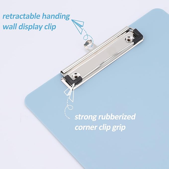 16 Pack Plastic Clipboards with Low Profile Clip, Hanging Clipboards Bulk, Clip Boards 8.5x11 Holds 100 Sheets, A4 Letter Size Clipboard for Teacher, Students, Kids, School & Office