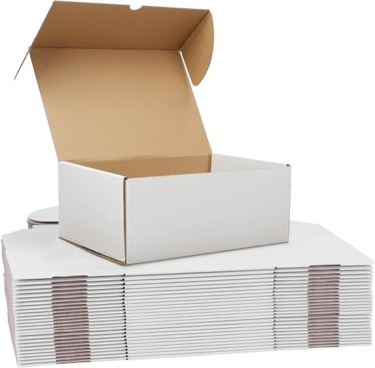 WIFTREY 10x7x4 White Shipping Boxes Set of 25, Corrugated Cardboard Box 10 x 7 x 4 for Mailing Packing Gifts, Shipping Small Business
