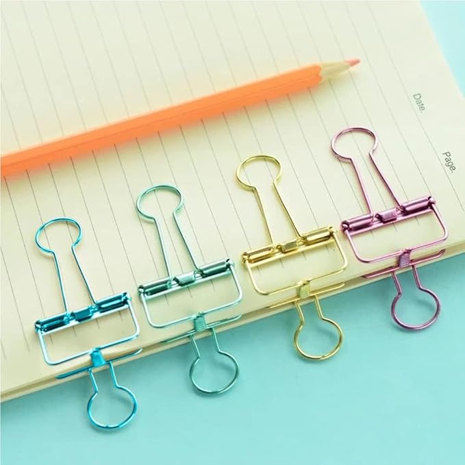 Small Binder Clips, 36 Pack, 3/4 Inch, Standard 19mm, Hollow Out Gold, Capacity 0.31 Inch, Fold Clamp, Wire Clip, Paper Clips, Office Clips, School & Home Use