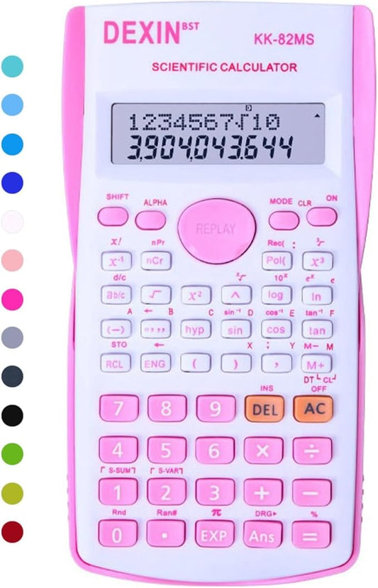 Scientific Calculators Desktop, Scientific Calculators for Students, Scientific Calculator 240 Functions 2 Line 10+2 Digits, Desk Math Calculator for School (Pink and White)