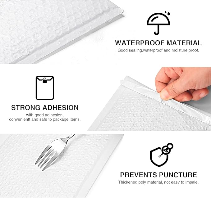 Metronic Bubble Mailers 6x10 Inch 600 Pack White Bubble Mailers Waterproof Padded Envelopes for Packaging, Shipping, Mailing, Small Business Supplies