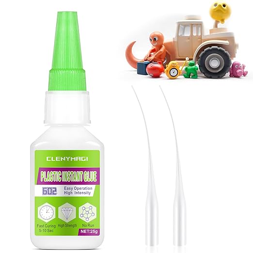 Super Glue for Plastic Repair, Multi-Purpose Fast-Setting Adhesive Lego Gel for ABS, PVC, PLA 3D Prints, Acrylic Models, Toys, Car Parts & DIY Crafts