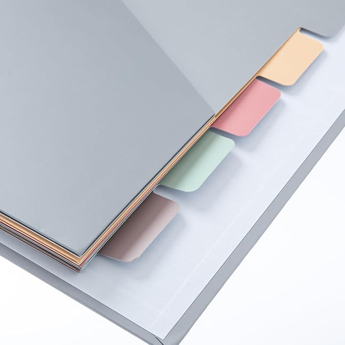 Y YOMA Colored 3 Ring Binder Dividers with Pocket Letter Size Paper Binder Tabs Page Dividers Cute Decorative Binder Index Dividers for Office School Home with 1/5-Cut Tabs, Fashion Color(5 Sheet)