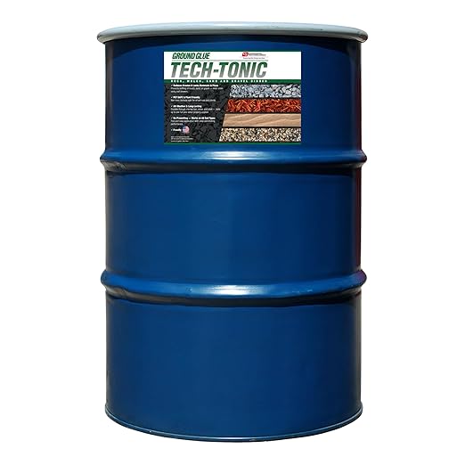 Ground Glue Tech-Tonic Landscape Adhesive for Rock, Mulch, and Sand, Weatherproof Long-Lasting Stabilizer for Trails & Slopes, Pet-Safe Binder for Pea Gravel, Bark & Flower Beds, 55 Gallon Tote