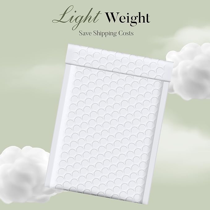 METRONIC 4x8" Bubble Mailer 200 Pack Waterproof White Small Bubble Mailers Usable Size 4x7" Self Seal Mailing Envelopes Bubble Padded for Small Business Mailing Jewelry Makeup Cards Envelope Mailers