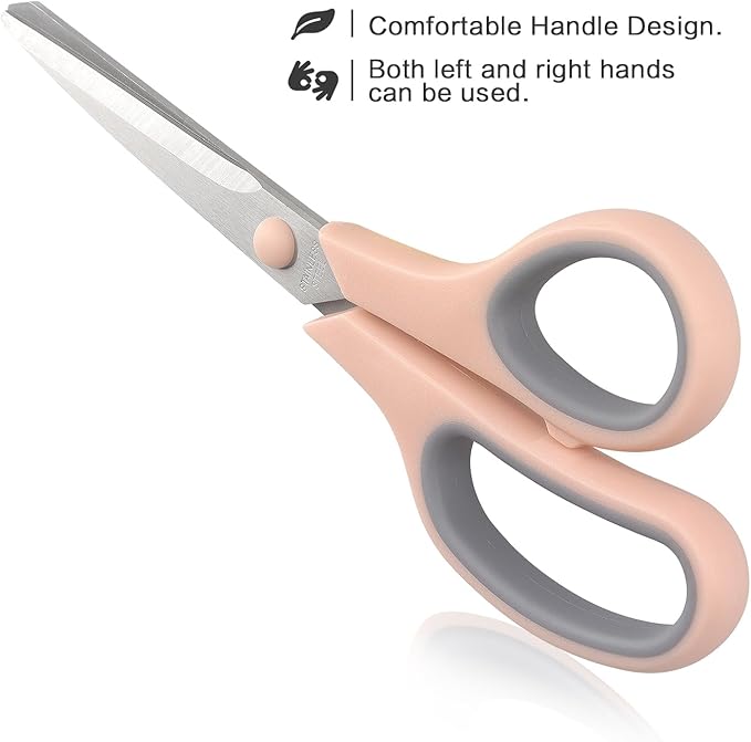 Scissors 8.5 Inch scissors all purpose Bulk Set of 3, Scissors for Office Home School Craft Supplies, Soft Comfort-Grip Right/Left Hand, Gray