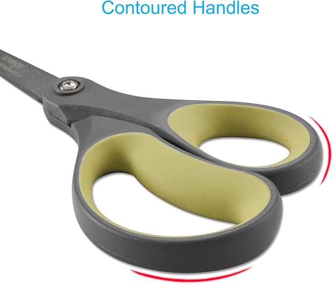 LIVINGO 2 Pack 8" Titanium Non-Stick Scissors, Professional Stainless Steel Comfort Grip, All-Purpose, Straight Office Craft Scissors for Tape, Paper, Cardboard(Green/Yellow)