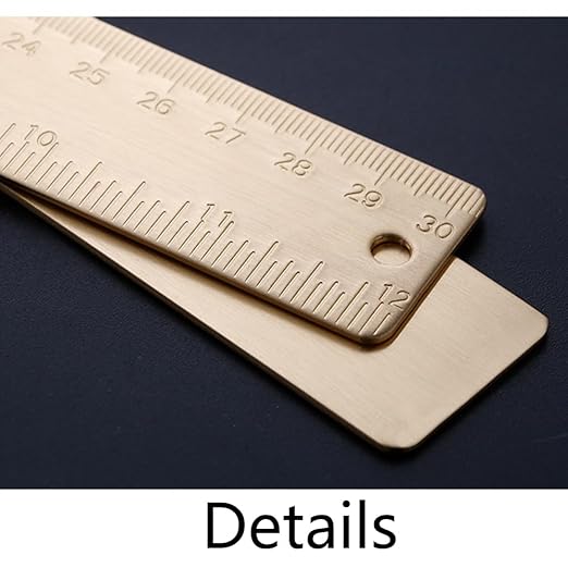 SEIWEI 12inches/30cm Brass Measuring Rulers, Dual Scales Drawing Ruler, Straight Edge Linear Measurement Ruler for Carpenters Architects, Gold