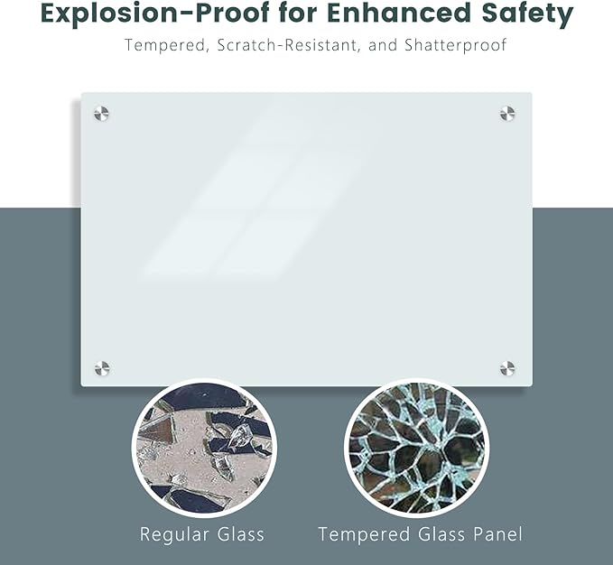 Magnetic Glass Dry Erase Board Frameless Wall Mounted White Board 40 * 72 WritingBoard Large Glass Board for Office School Home Accessory Tray, 3 Dry Erase Marker,4 Magnets and 1 Magnetic Eraser