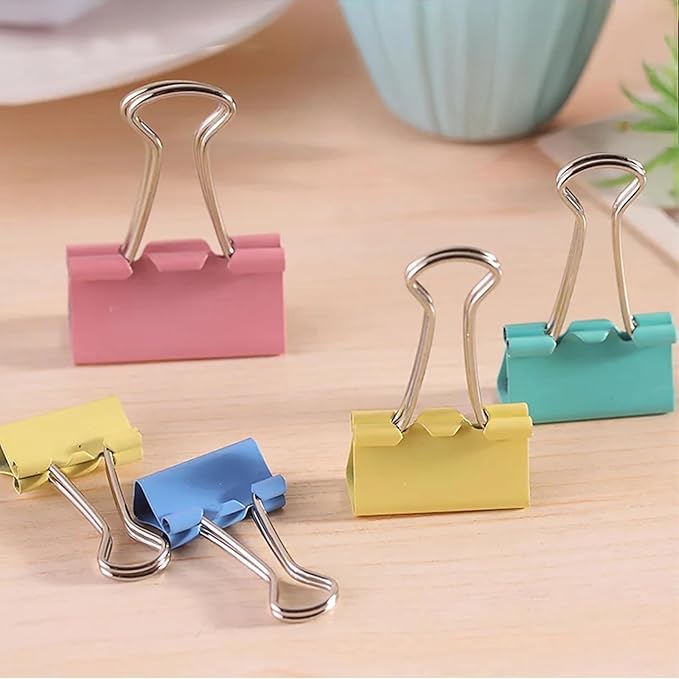 180 Pcs Small Binder Clips Assorted Colored, 0.59 in/15mm Mini Binder Paper Clips, Paper Clamps for Office Supplies, Home, School,Business Document Organizing (Blue, Pink, Yellow, Green)