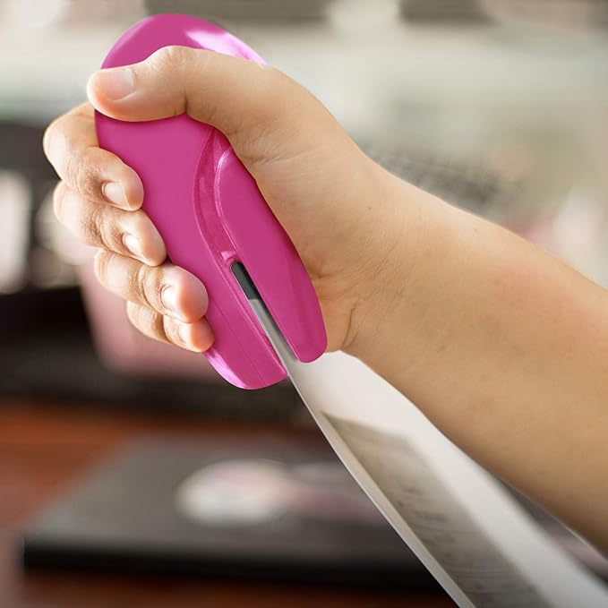 Plus Paper Clinch Staple-Free Stapler, Pink