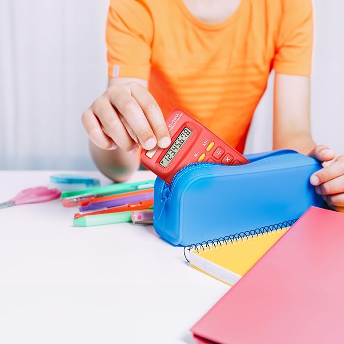 Goaste 12 Pack Pocket Size Mini Calculators, 8 Digit Display Basic Calculator, Small Solar Battery Dual Power Calculator in 6 Colors, 4 Function Handheld Calculators Bulk for Student Kid School Office