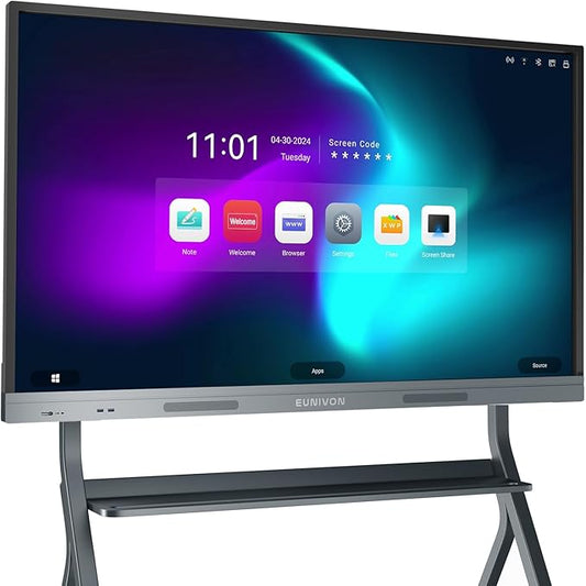 Interactive Whiteboard, 55'' 4K UHD Smart Whiteboard, Interactive Touch Screen Smartboard, Smart Board for Classroom and Business (Wall Mount Included)