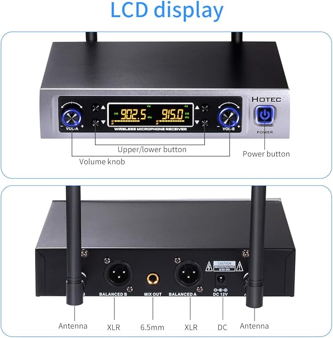 HOTEC UHF Wireless Microphone System with Dual Lapel/Lavalier and Headset Microphones Over PA, Mixer, Speaker, Karaoke Machine for Church, Training, Classroom, Interview (H-K25)