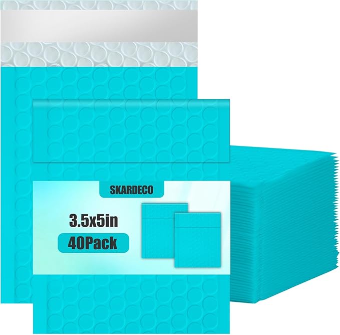 Bubble Mailers 3.5x5 inch 40Pack Teal Bubble Mailers Self-Seal Padded Mailing Envelopes Bubble Opaque Padded Mailer for Small Businesses to Package and Mail Jewelry Cosmetics#0000