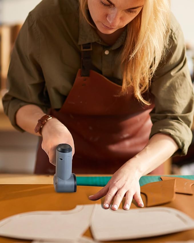 4V Cordless Electric Scissors, [Upgraded] Power Rotary Cutter with 2 Blades & LED Light, Max Cut 1/4" for Cardboard Box/Thin Carpet/Plastic, Includes Storage Case & USB Cable