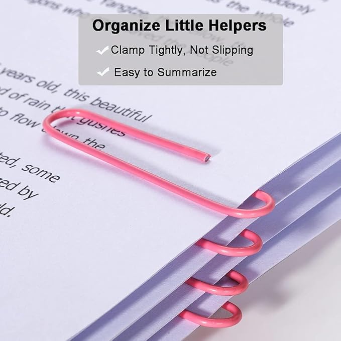 Vinaco Paper Clips Pink, 100 Pack Large Paper Clips 2 Inch (50 mm), Durable & Rust Resistant, Jumbo Paperclips. Great for Office, School and Personal Use (Pink)