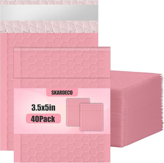 Bubble Mailers 3.5x5 inch 40Pack Pink Bubble Mailers Self-Seal Padded Mailing Envelopes Bubble Opaque Padded Mailer for Small Businesses to Package and Mail Jewelry Cosmetics#0000