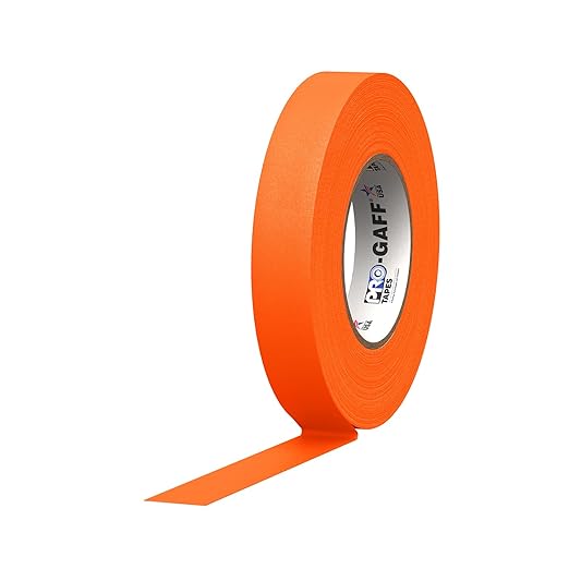 1" Width ProTapes Pro Gaff Premium Matte Cloth Gaffer's Tape With Rubber Adhesive, 50 yds Length x, Fluorescent Orange (Pack of 1)